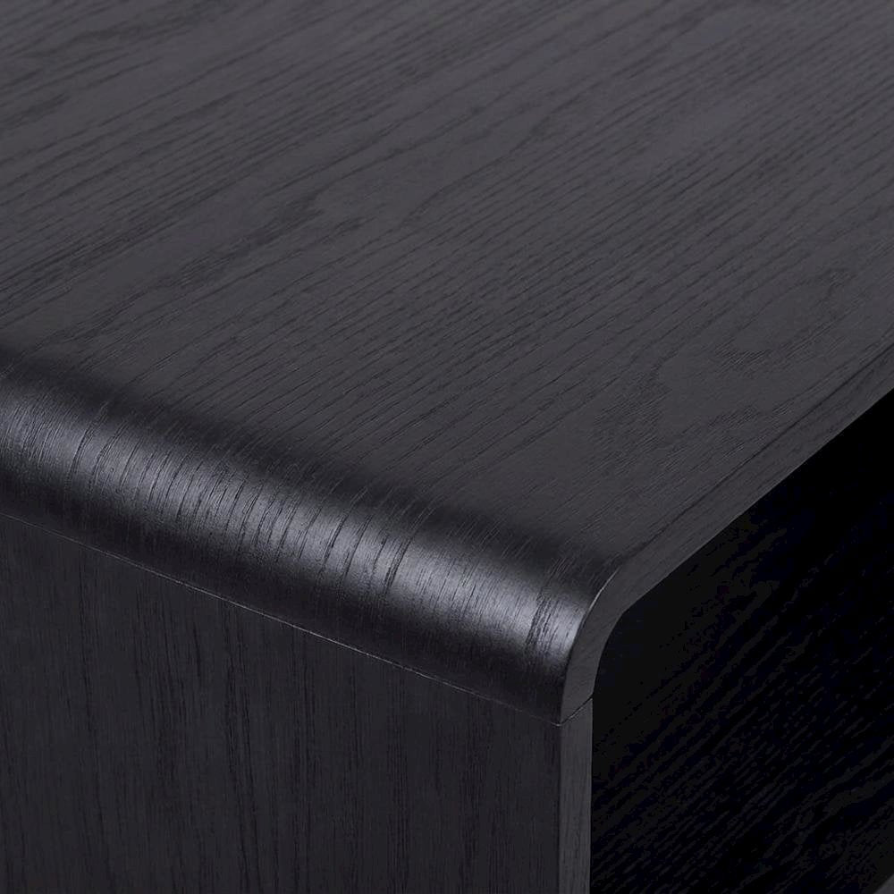 Faux Wood Veneer Rectangular Coffee Table with Open Bottom Shelf for Living Room