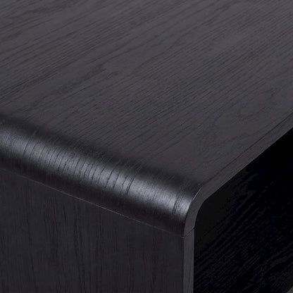 Faux Wood Veneer Rectangular Coffee Table with Open Bottom Shelf for Living Room