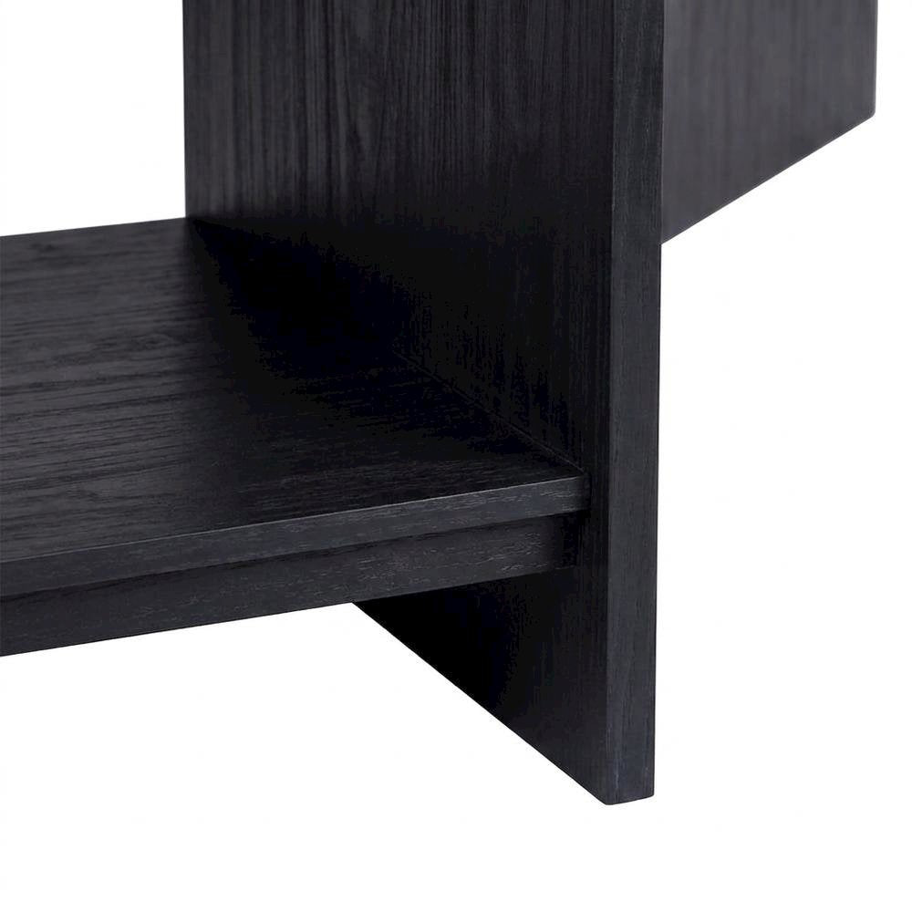 Faux Wood Veneer Rectangular Coffee Table with Open Bottom Shelf for Living Room