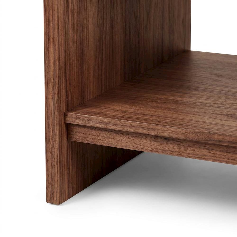 Wood Veneer Rectangular Coffee Table with Open-Shelf Storage