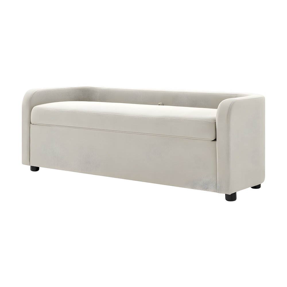 Fabric Upholstered Storage Bench with Lift-Top Seat and Black Legs
