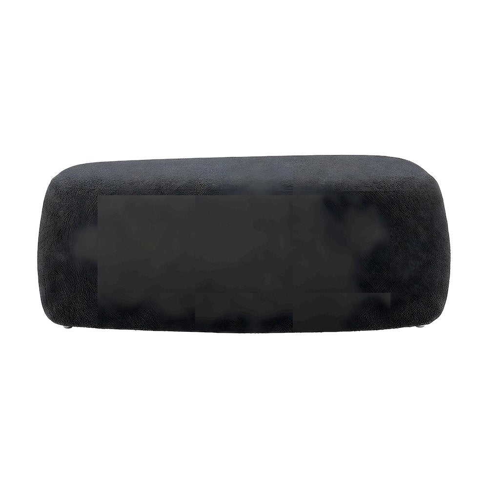 Boucle Fabric Big Ottoman with Solid Larch Wood Frame and Floor Accent
