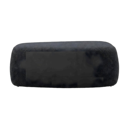 Boucle Fabric Big Ottoman with Solid Larch Wood Frame and Floor Accent