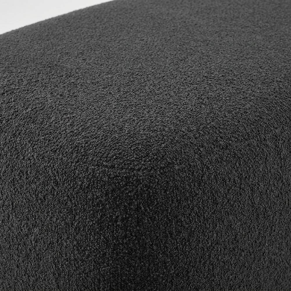 Boucle Fabric Big Ottoman with Solid Larch Wood Frame and Floor Accent