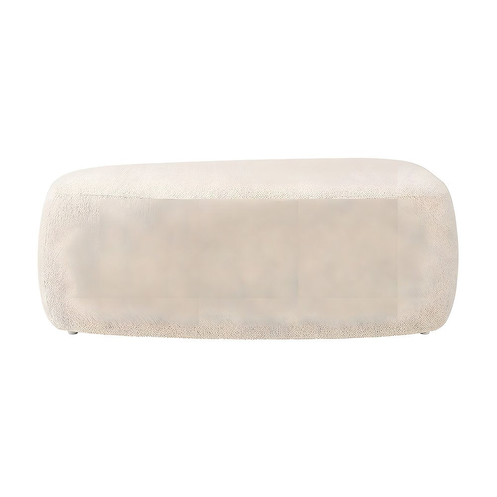 Boucle Upholstered Oversized Ottoman with Solid Larch Wood Frame
