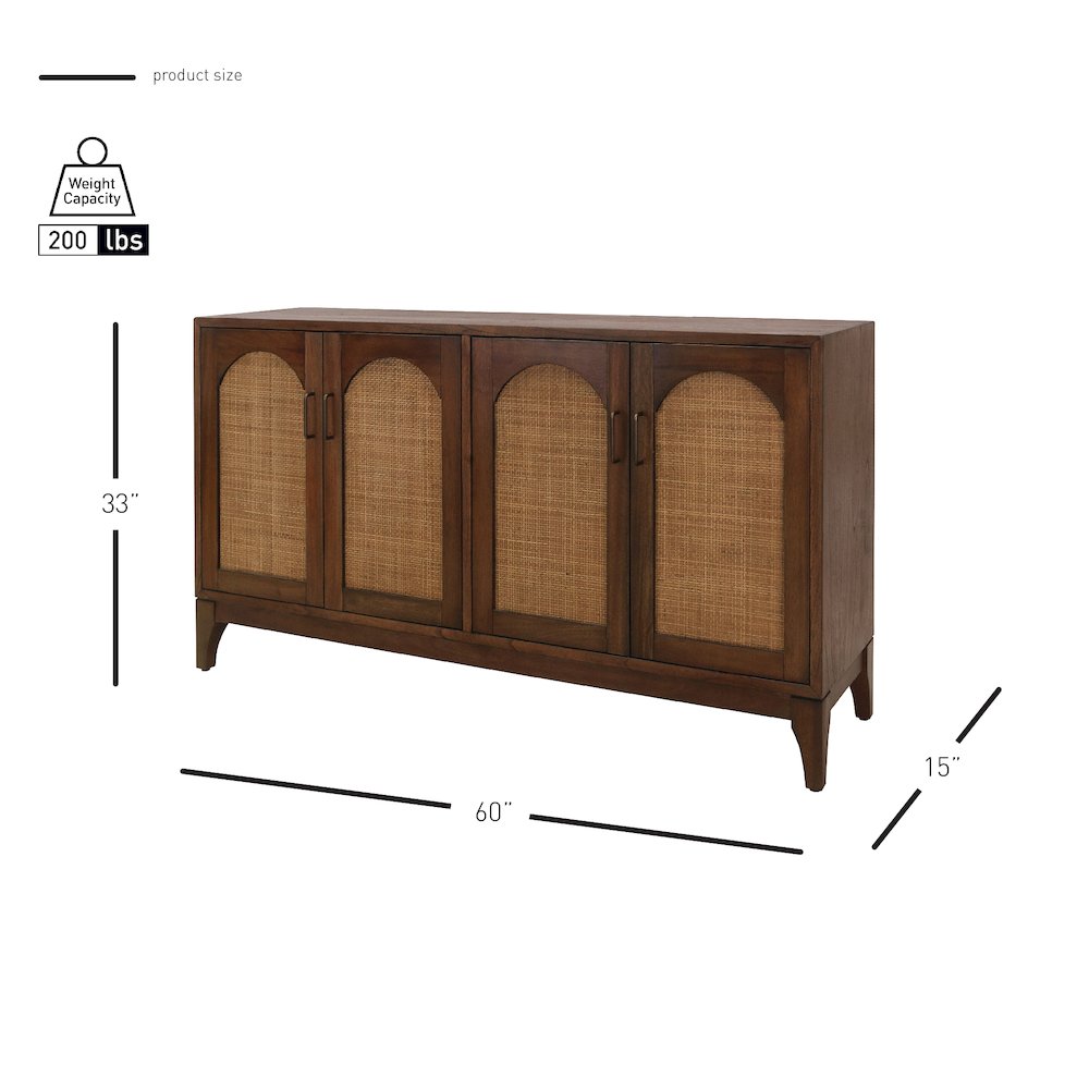 Chantilly 4-Door Buffet - Walnut