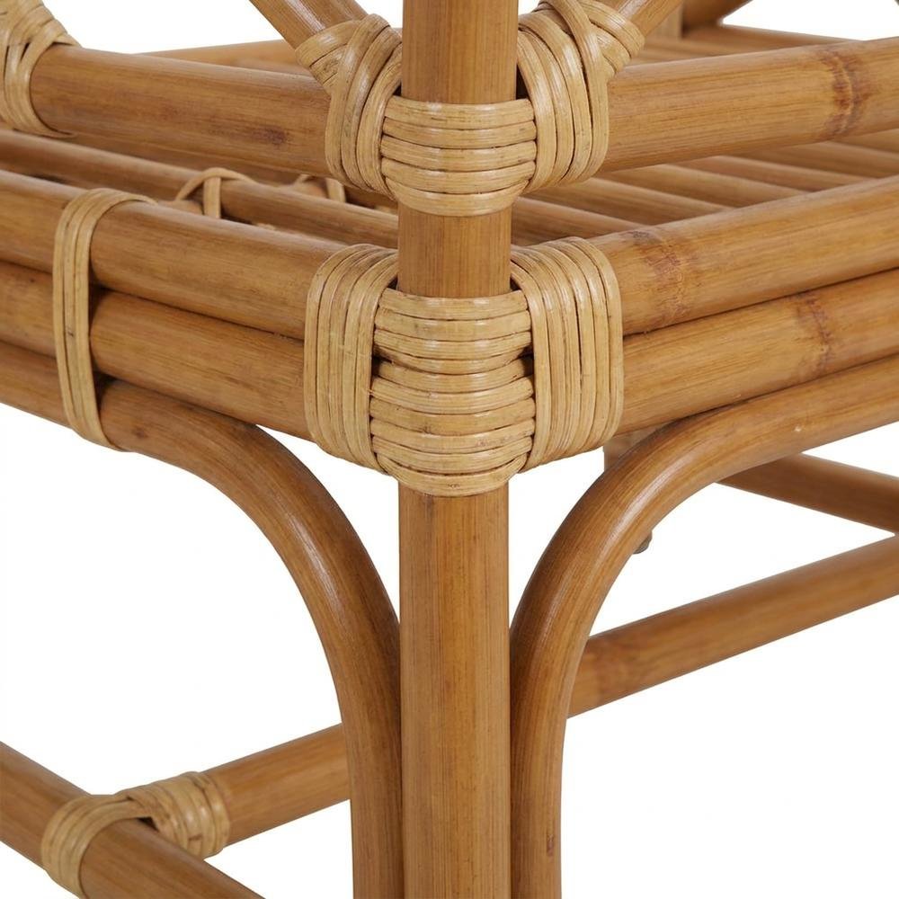 Rattan Accent Armchair with Chinese Chippendale Shield Back and Cushion