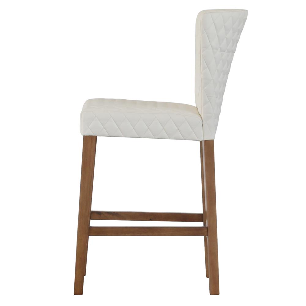 Stitching PU Leather Counter Stool.  Leg color: Mid Tone Brown.