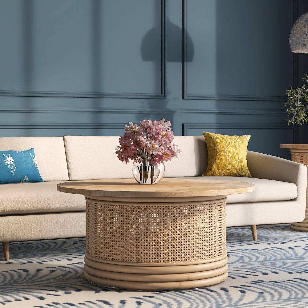 Brisa Rattan Coffee Table w/ Wood Top