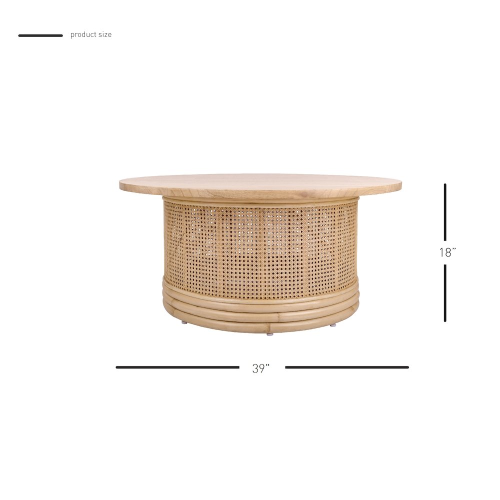 Brisa Rattan Coffee Table w/ Wood Top