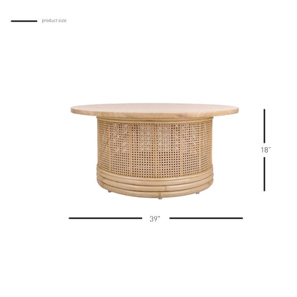 Brisa Rattan Coffee Table w/ Wood Top
