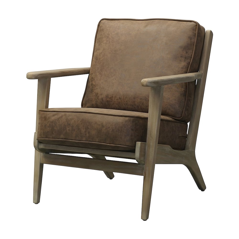 PU Upholstered Accent Arm Chair with Solid Beech Wood and Brushed Smoke Legs