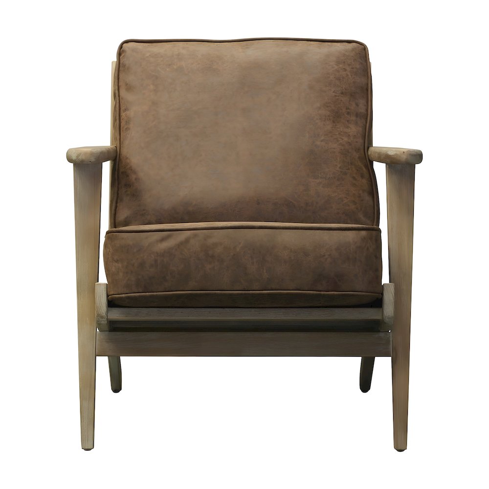 PU Upholstered Accent Arm Chair with Solid Beech Wood and Brushed Smoke Legs