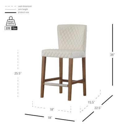 Stitching PU Leather Counter Stool.  Leg color: Mid Tone Brown.