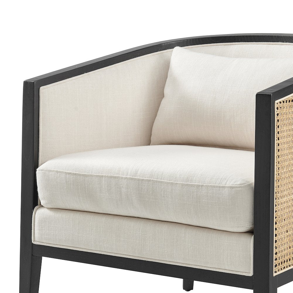 Tillman Linen Accent Arm Chair w/ Rattan