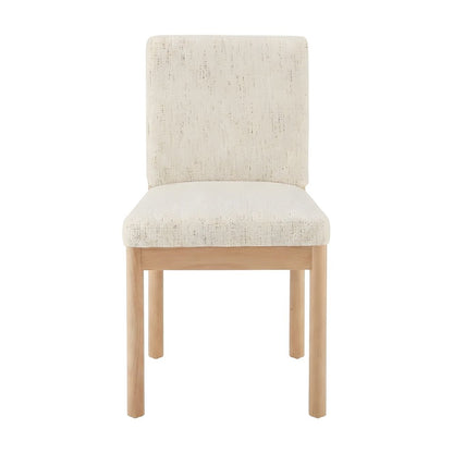 Chenille Fabric Japandi Dining Side Chair with Solid Rubber Wood Legs, Set of 2
