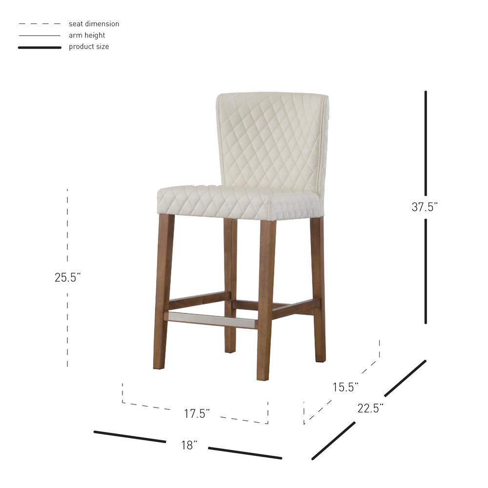 Stitching PU Leather Counter Stool.  Leg color: Mid Tone Brown.