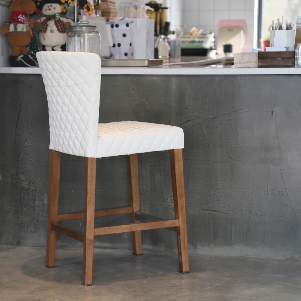 Stitching PU Leather Counter Stool.  Leg color: Mid Tone Brown.
