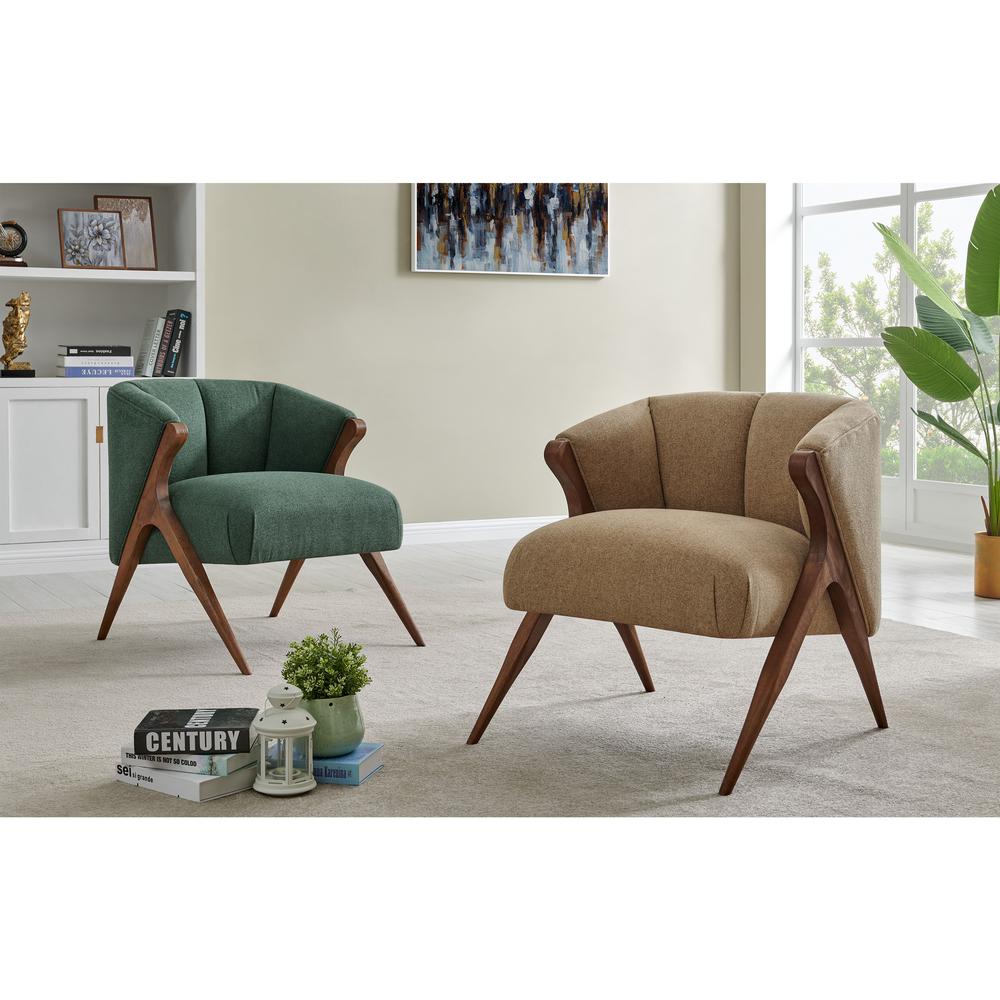 Fabric Accent Chair. Leg color: Brown.