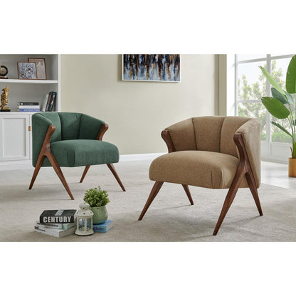Fabric Accent Chair. Leg color: Brown.