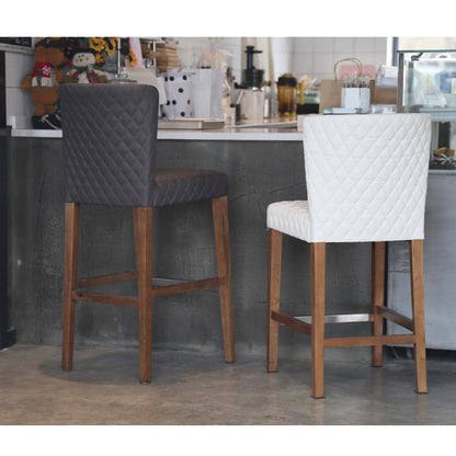 Stitching PU Leather Counter Stool.  Leg color: Mid Tone Brown.