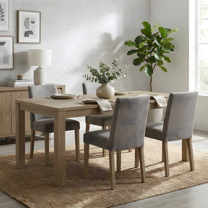 Solid Acacia Wood Dining Table with Japandi-Style Natural Finish, Seats Six