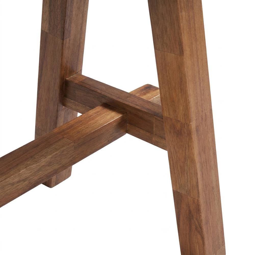 Solid Acacia Wood Dining Bench with Trestle Base and Square Seat for Dining Room