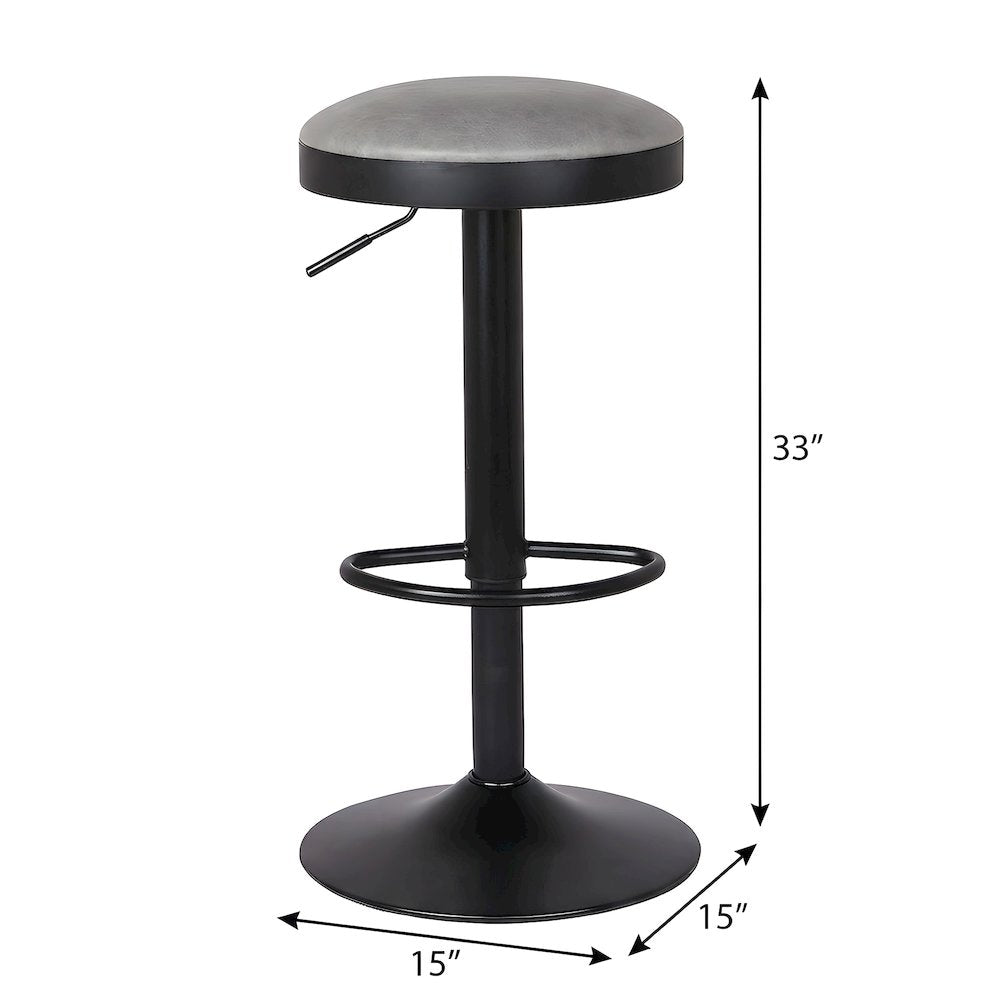 Faux Leather Swivel Bar Stool with Gas Lift, Backless, Set of 2