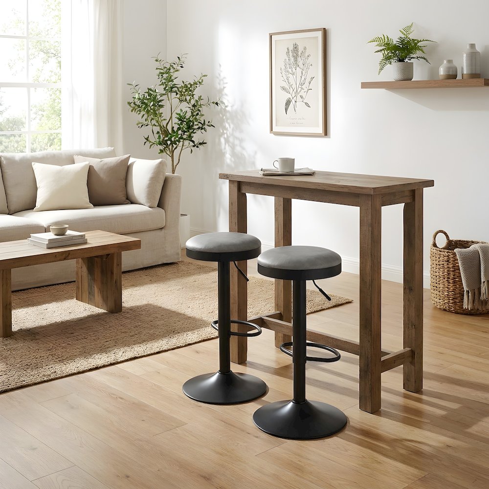 Faux Leather Swivel Bar Stool with Gas Lift, Backless, Set of 2