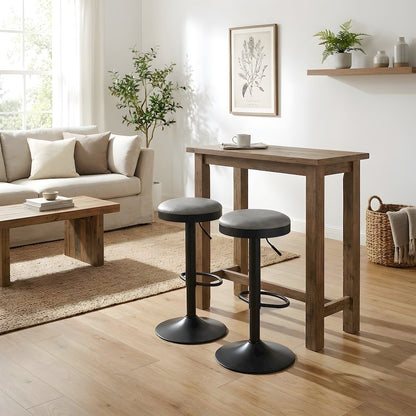 Faux Leather Swivel Bar Stool with Gas Lift, Backless, Set of 2