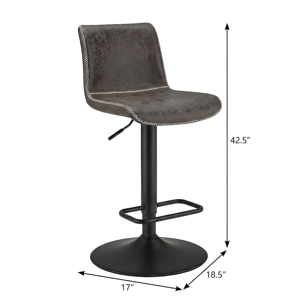 Faux Leather Low-Back Gaslift Bar Stool with Swivel Bucket Seat, Set of 2