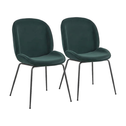 Velvet Upholstered Dining Side Chair with Slim Gunmetal Metal Legs Set, Set of 2