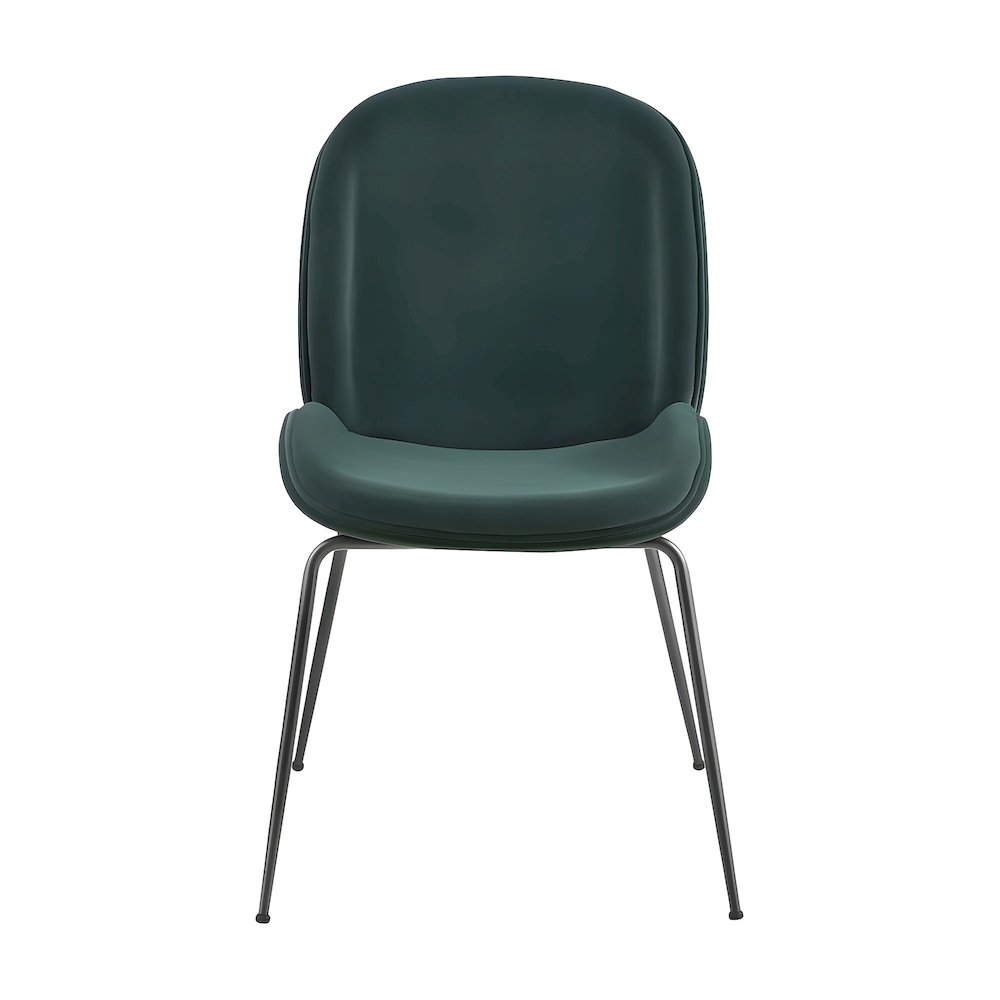 Velvet Upholstered Dining Side Chair with Slim Gunmetal Metal Legs Set, Set of 2