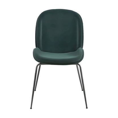 Velvet Upholstered Dining Side Chair with Slim Gunmetal Metal Legs Set, Set of 2