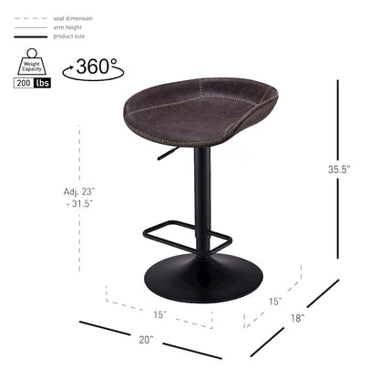 Rogue Faux Leather Gaslift Bar Stool, (Set of 2)