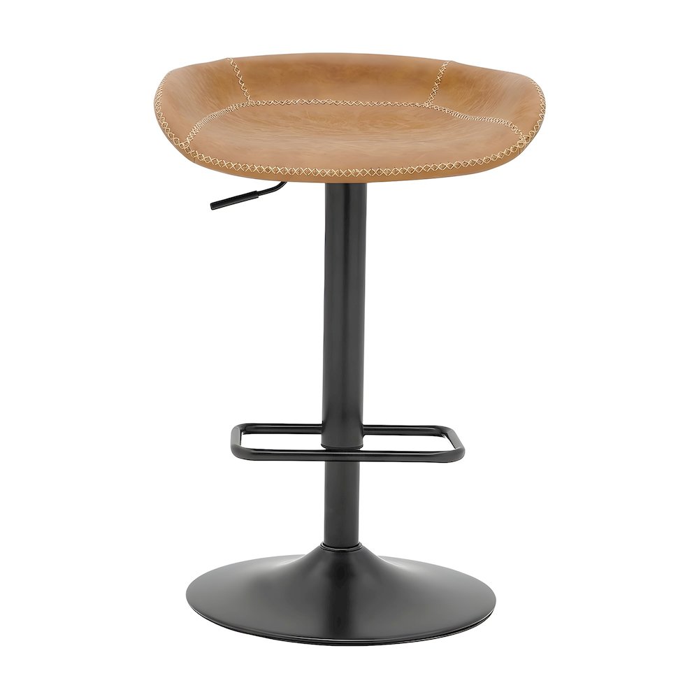 Faux Leather Gaslift Swivel Bar Stools with Adjustable Round Seat, Set of 2