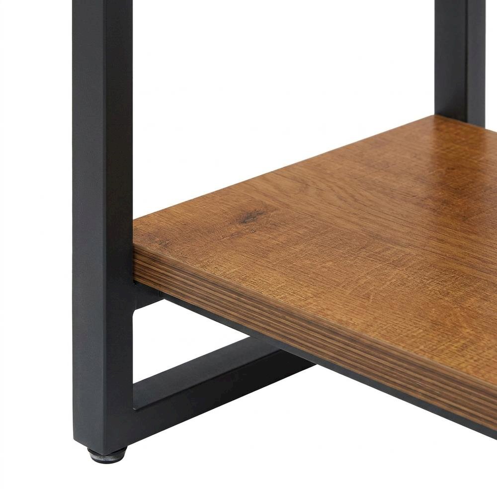 Steel-Frame MDF Bookcase with Three Fixed Shelves, Industrial Open Shelf