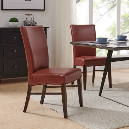 Bonded Leather Dining Chair,Set of 2, Pomegranate