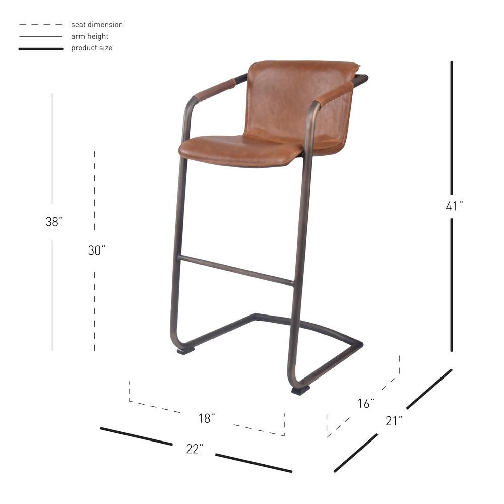 PU Leather Bar Stool,Set of 2, Antique Cigar Brow