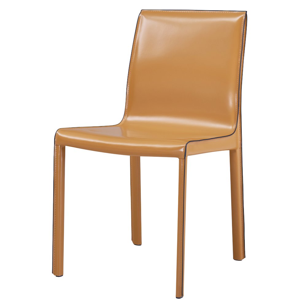 Recycled Leather Chair,Set of 2, Chestnut