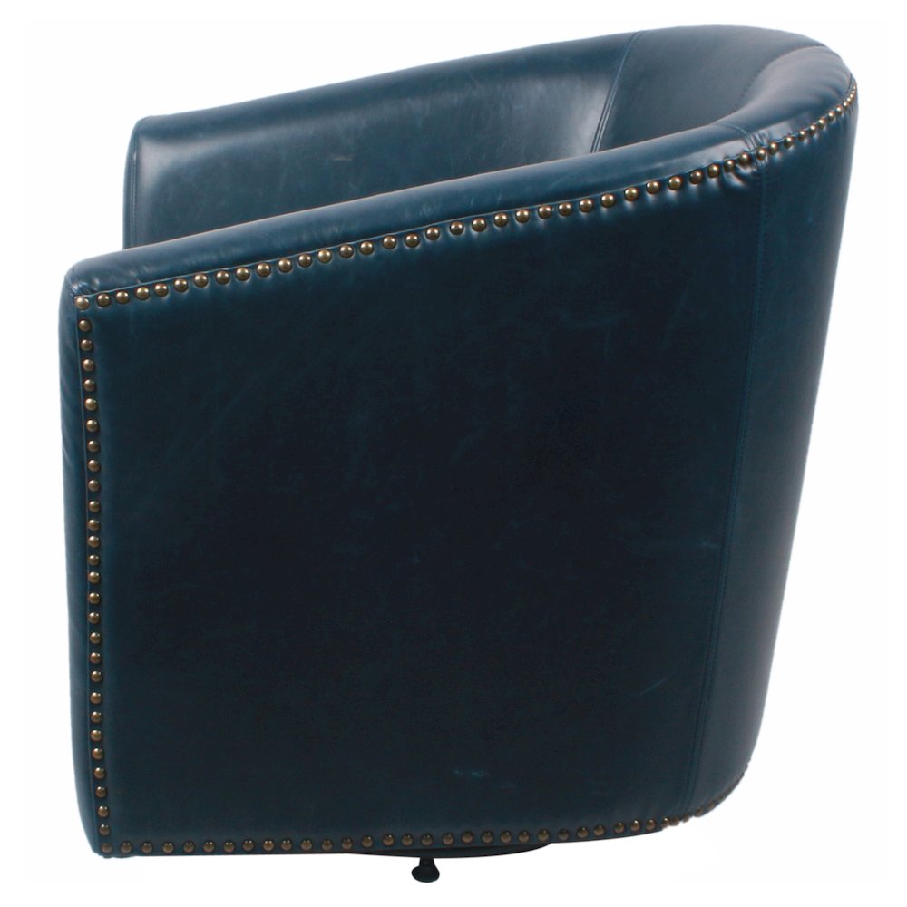 Leather Swivel Chair, Vintage Blue