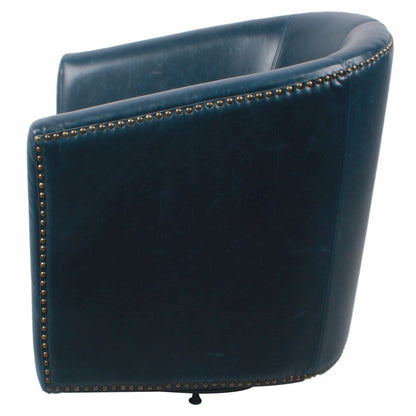 Leather Swivel Chair, Vintage Blue