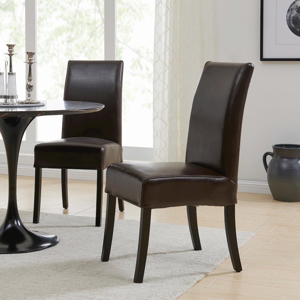 Leather Chair,Set of 2, Brown