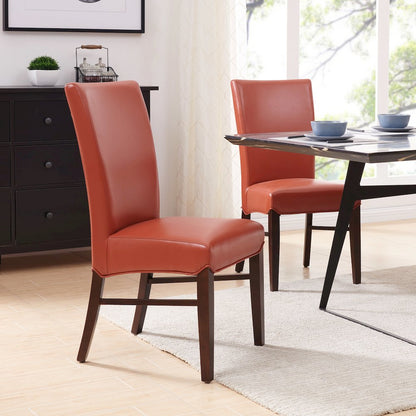 Bonded Leather Dining Chair,Set of 2, Pumpkin