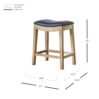 Bonded Leather Counter Stool, Vintage Blue