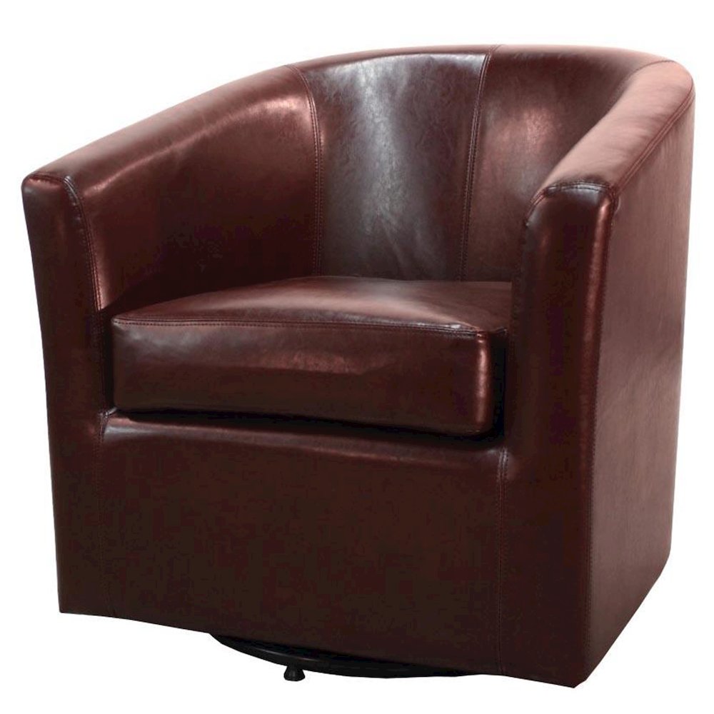 Swivel Bonded Leather Chair, Saddle Brown