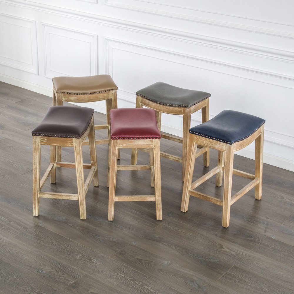Bonded Leather Counter Stool, Vintage Blue