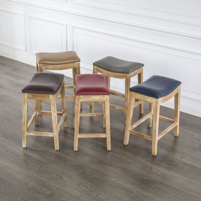 Bonded Leather Counter Stool, Vintage Blue