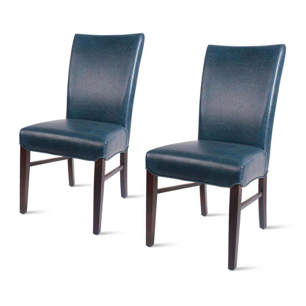 Bonded Leather Chair,Set of 2, Vintage Blue