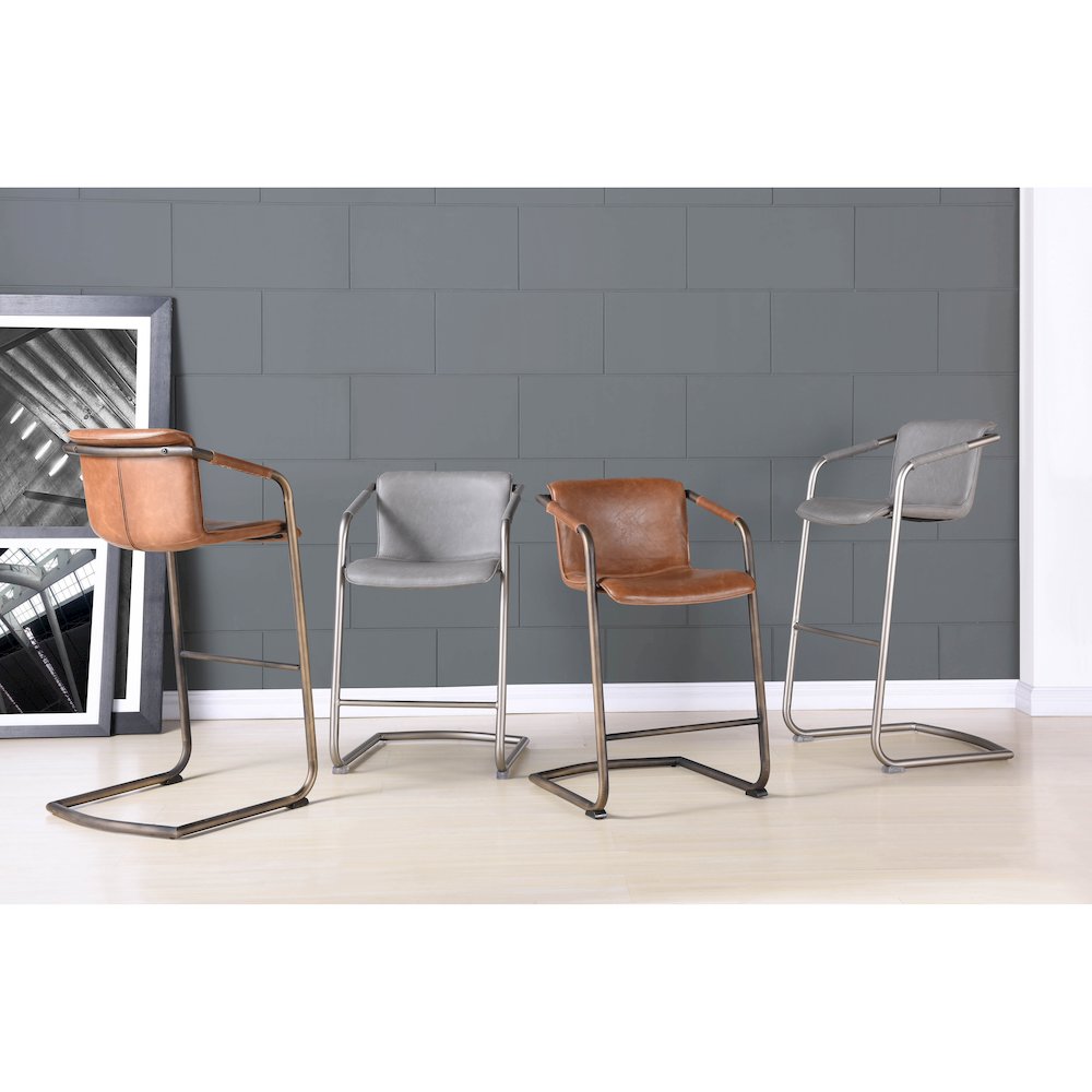 PU Leather Bar Stool,Set of 2, Antique Cigar Brow
